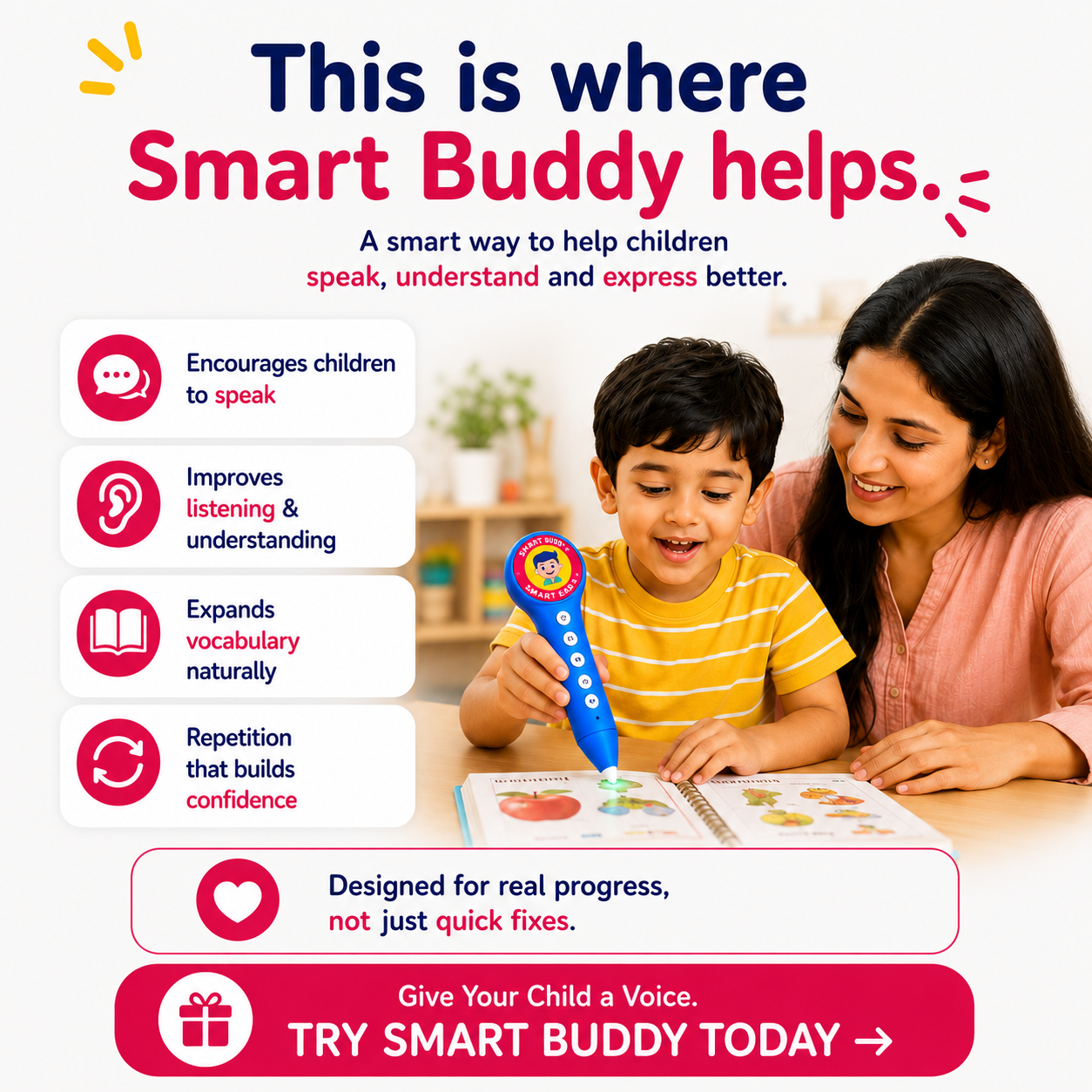 Smart Buddy-Smart Speak Reader with 5 Interactive Learning Books