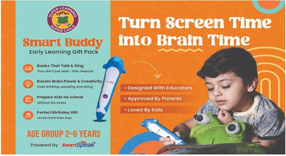 🧠 Smart Buddy – Early Learning Gift Set (With SmartSpeak Reader)  – Activity, Sticker, Stories, Playgroup1 & 2  (Set of 5 Books )
